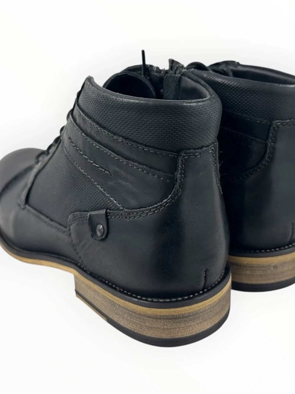 Steve Madden Jotter Men’s Black Leather Cap Toe Ankle Boots Size 10 New Box